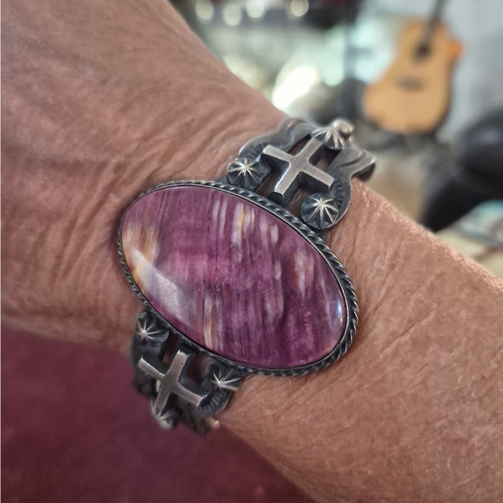 Unique Purple Spiny & Sterling Cuff